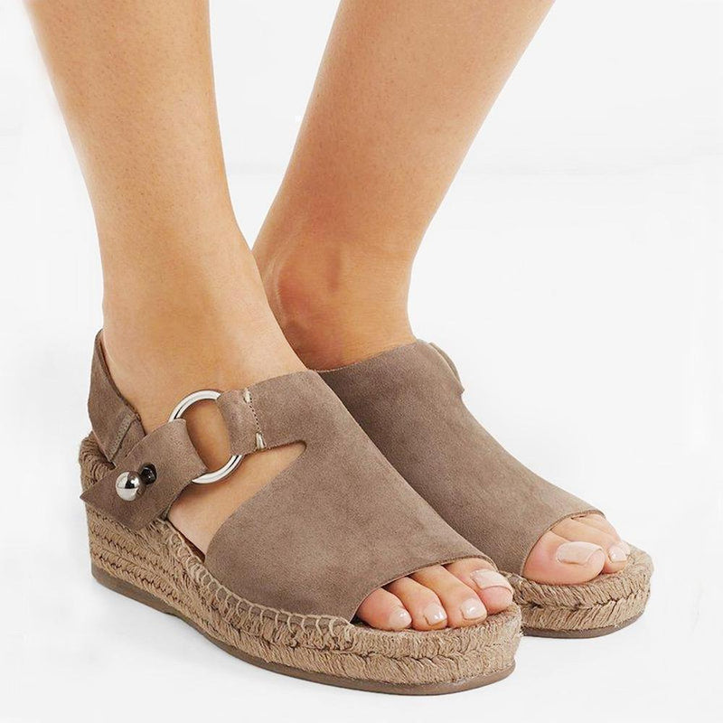 Sandales de Espadrille Compensées avec Nœud Papillon pour Femmes