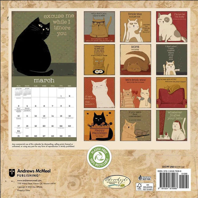 Calendrier mural 2024 d’une année de chats Snarky