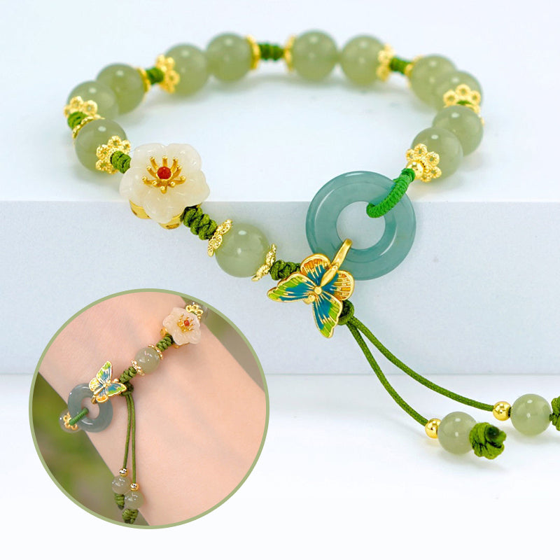 Bracelet en Forme de Papillon en Pierre Émeraude Naturelle