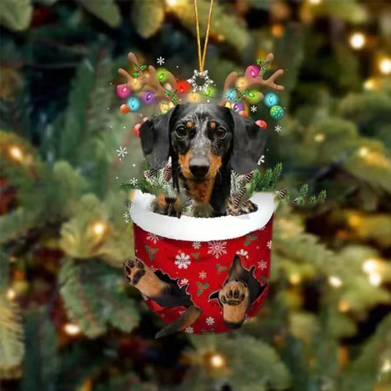 Ornement de Chien Mignon en Forme de Chaussette de Noël