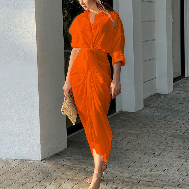 Chemise à revers Robe de couleur unie