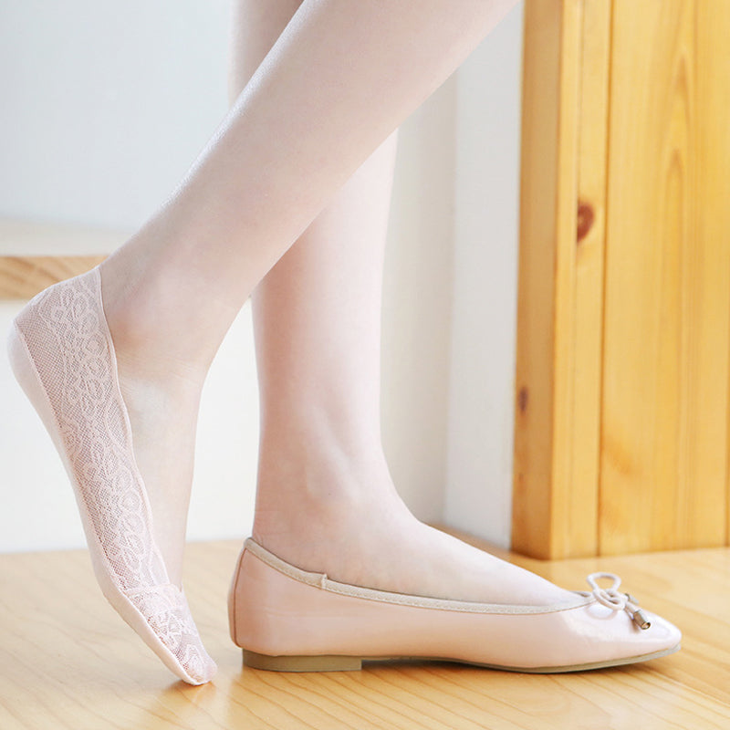 【3 paires】 Chaussettes invisibles en dentelle pour femme