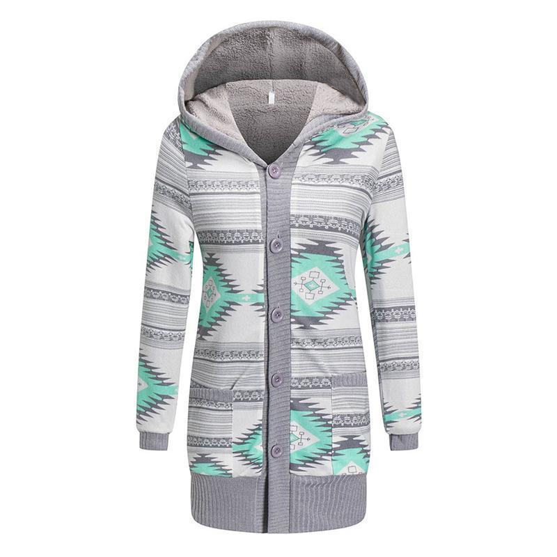 Hiver Cardigan Sweat Tricoté à Bouton à Capuche