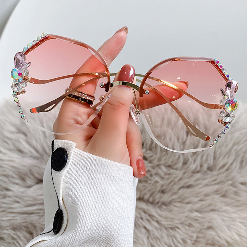 Lunettes de soleil femme diamant sans monture