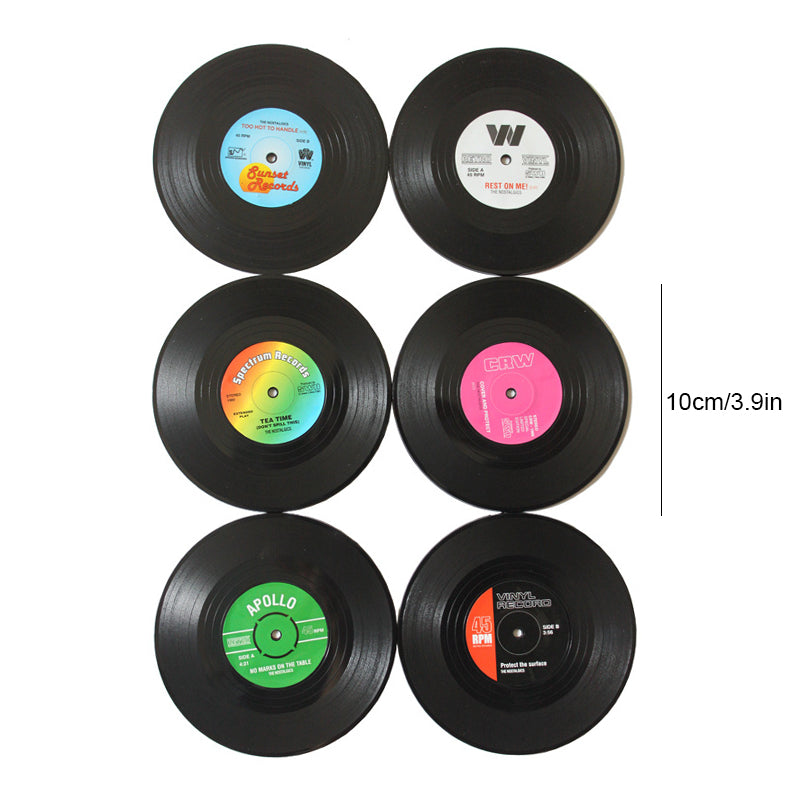 Dessous de verre en vinyle avec support de lecteur de vinyle rétro
