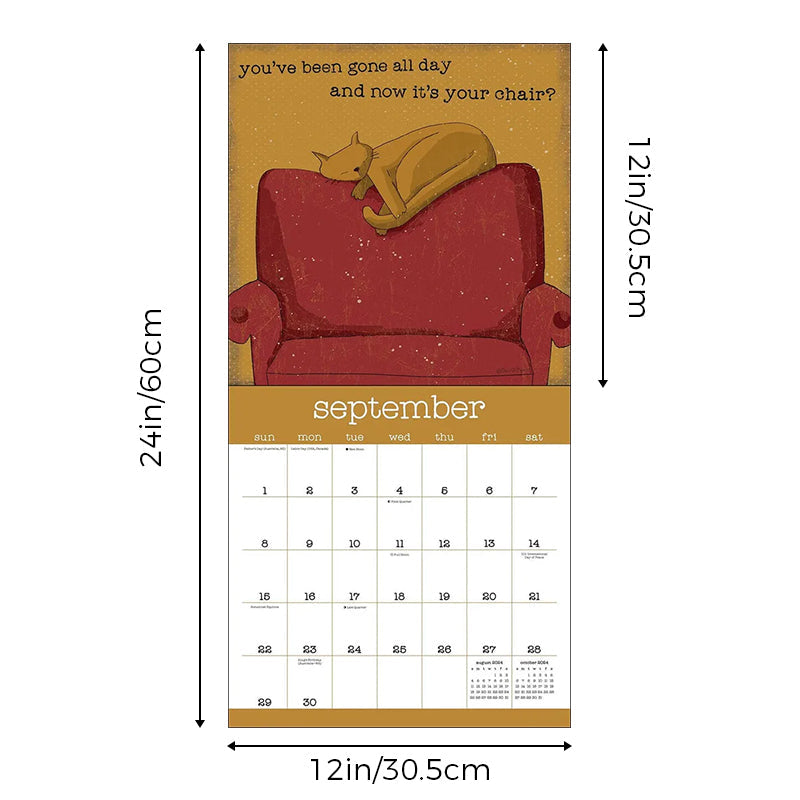 Calendrier mural 2024 d’une année de chats Snarky