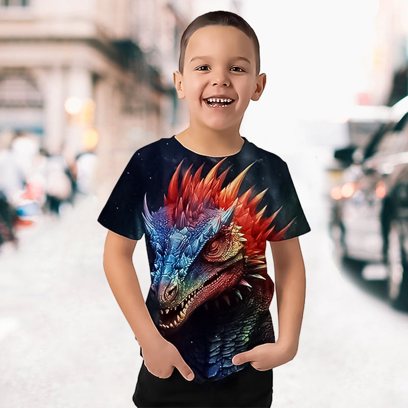T-shirt à manches courtes à imprimé dinosaure pour garçon