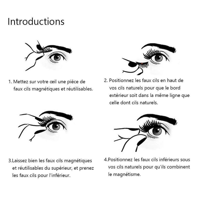 Faux Cils Magnétiques et Réutilisables（4 Paires/8 Pcs）