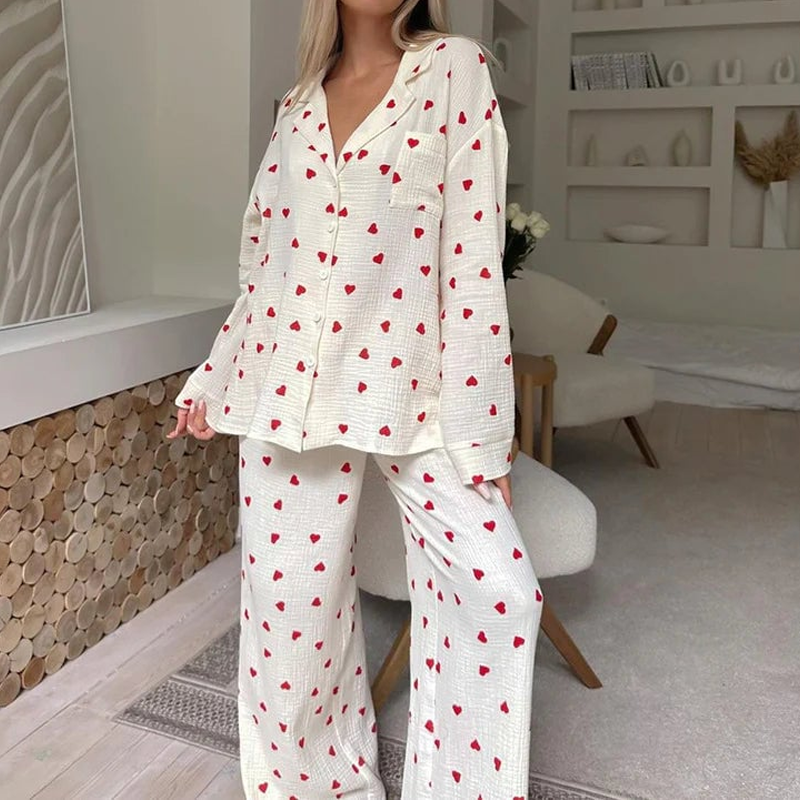 Ensemble de pyjamas à motif de cœur