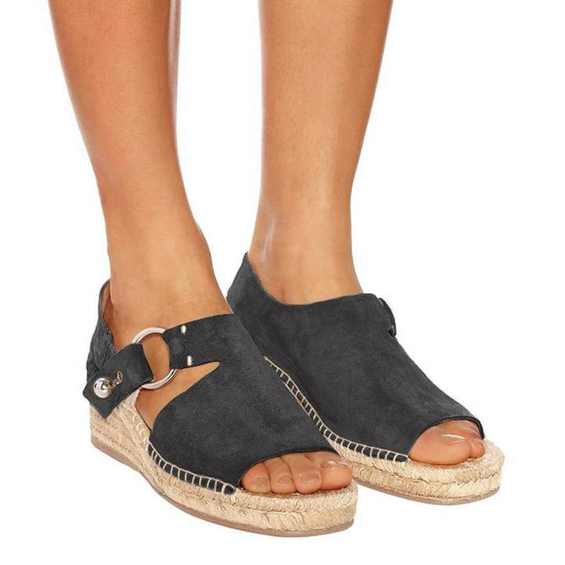 Sandales de Espadrille Compensées avec Nœud Papillon pour Femmes