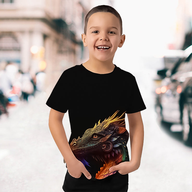 T-shirt à manches courtes à imprimé dinosaure pour garçon