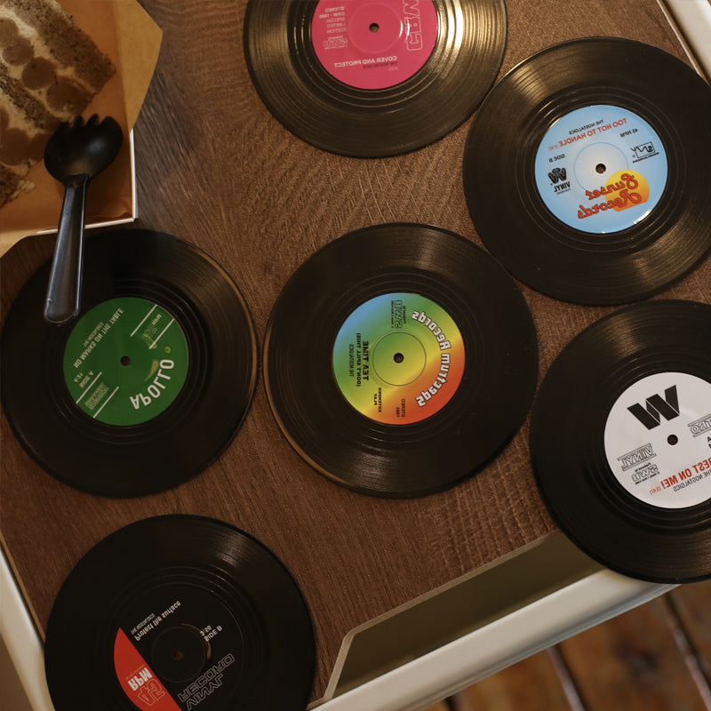 Dessous de verre en vinyle avec support de lecteur de vinyle rétro