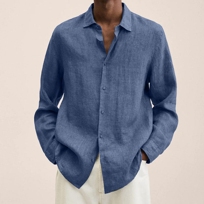 Chemise à manches longues en lin pour hommes