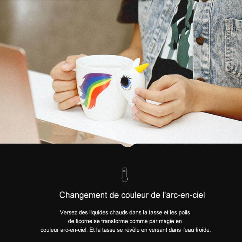 Tasse de 3D Licorne Sensible à la Chaleur en Céramique