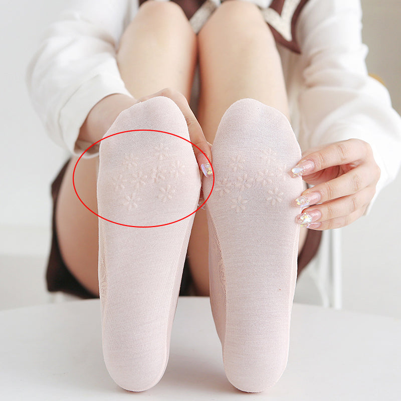 【3 paires】 Chaussettes invisibles en dentelle pour femme