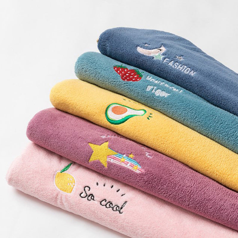 Bonnet de douche à séchage rapide avec motif de broderie de dessin animé