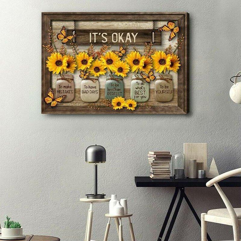 Vlinder Zonnebloemen Muur Kunst