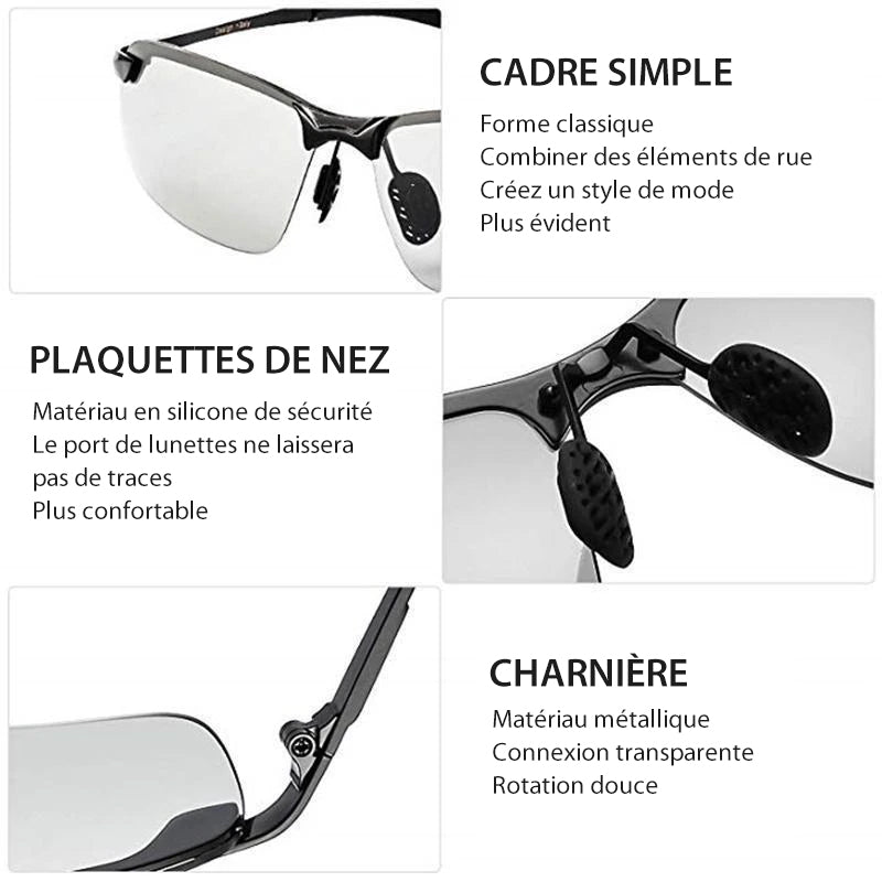 Lunettes de Soleil Photochromiques avec Verres Polarisés