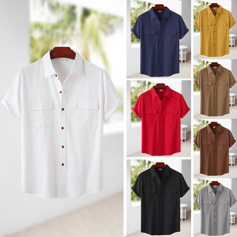 Chemise à manches courtes en lin pour hommes