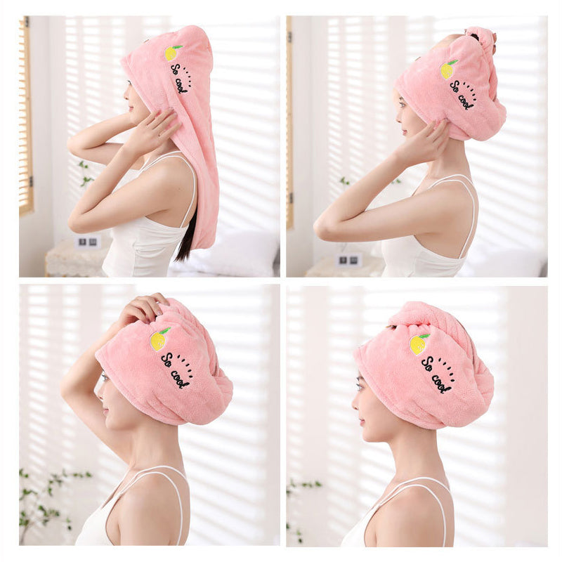 Bonnet de douche à séchage rapide avec motif de broderie de dessin animé