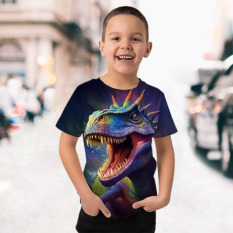 T-shirt à manches courtes à imprimé dinosaure pour garçon