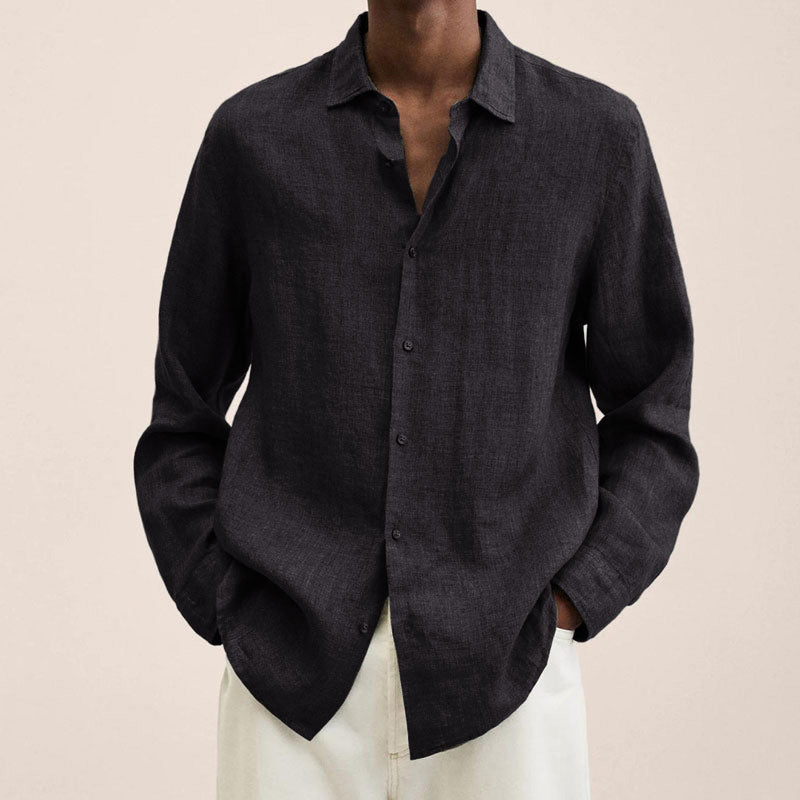 Chemise à manches longues en lin pour hommes