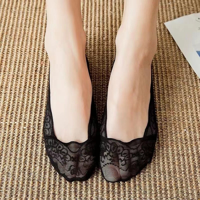 【3 paires】 Chaussettes invisibles en dentelle pour femme