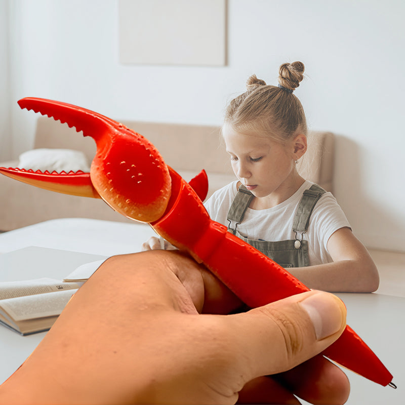 Stylo à bille à pince crabe mignon