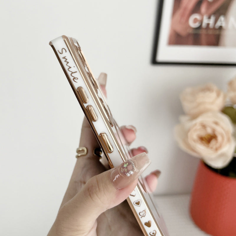 Coque de téléphone magnétique plaquée coeur d'amour pour Samsung
