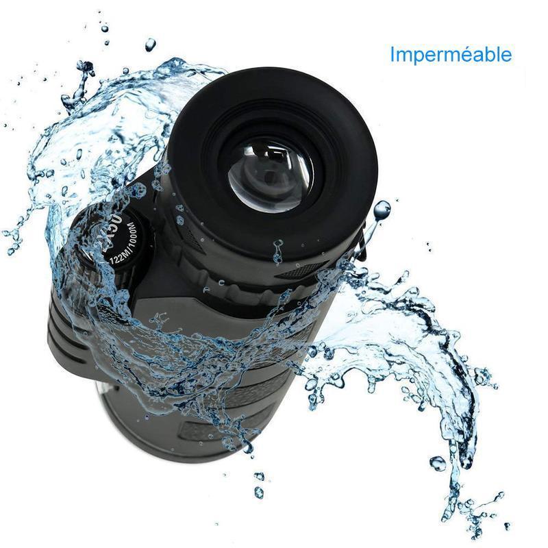 Télescope Monoculaire de Puissance Elevée 12X50 avec Adaptateur Smartphone et Trépied, Etanche et Anti-buée