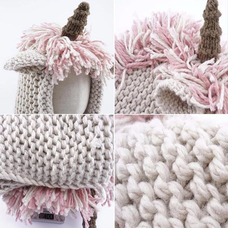 Bonnet Écharpe en Tricot en Forme de  Licorne