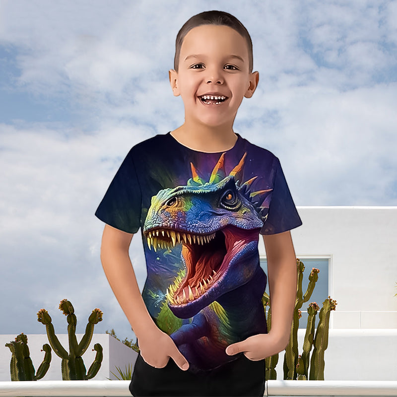 T-shirt à manches courtes à imprimé dinosaure pour garçon
