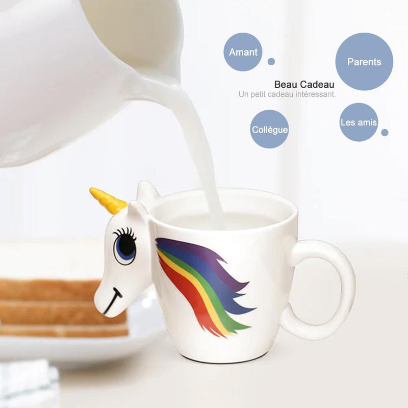 Tasse de 3D Licorne Sensible à la Chaleur en Céramique