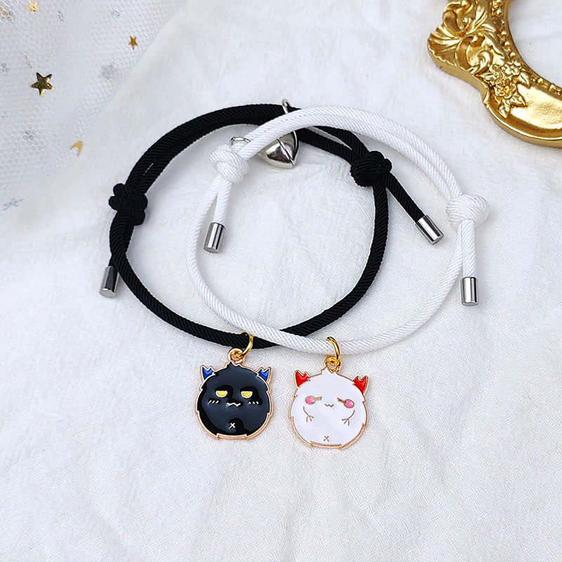 Bracelet magnétique pour couple avec coeur