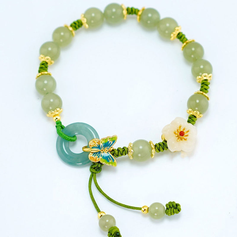 Bracelet en Forme de Papillon en Pierre Émeraude Naturelle