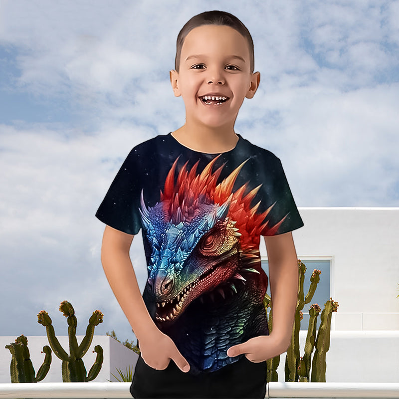 T-shirt à manches courtes à imprimé dinosaure pour garçon