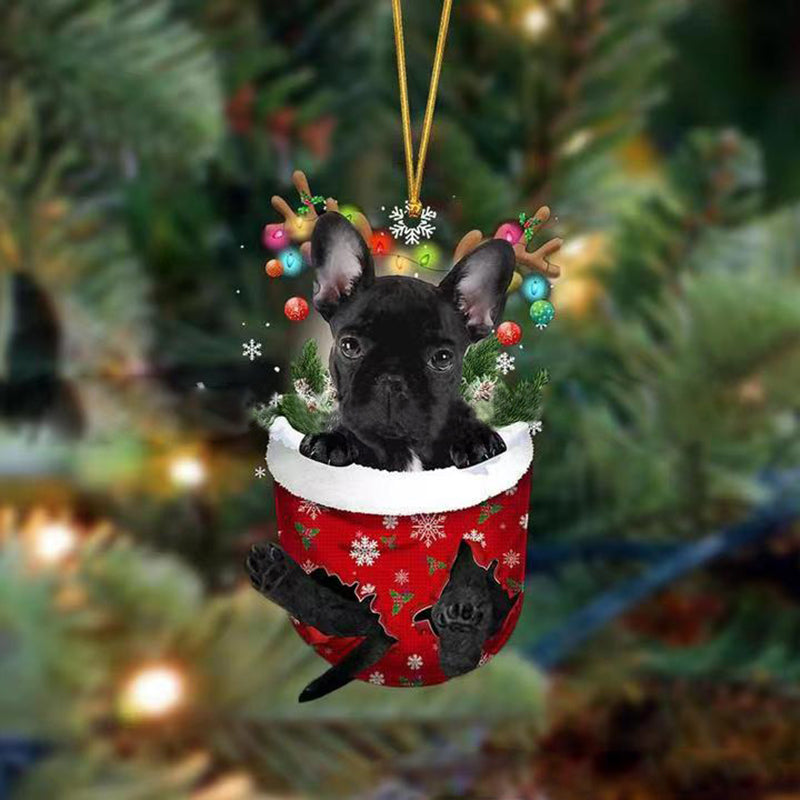 Ornement de Chien Mignon en Forme de Chaussette de Noël