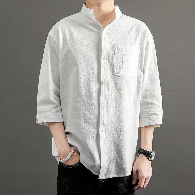 Chemise en lin à manches courtes