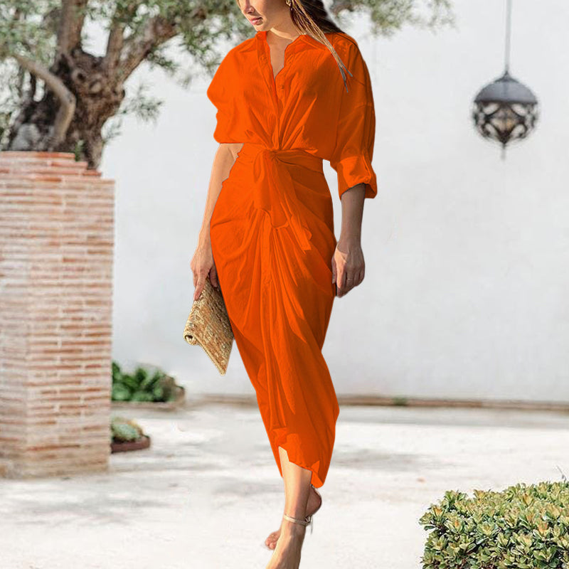 Chemise à revers Robe de couleur unie