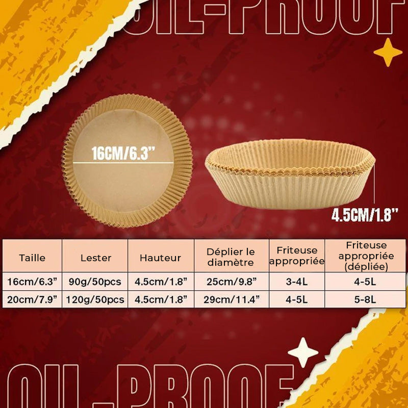 Doublure en papier jetable pour friteuse à air (50 PCS)
