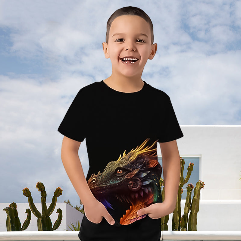 T-shirt à manches courtes à imprimé dinosaure pour garçon