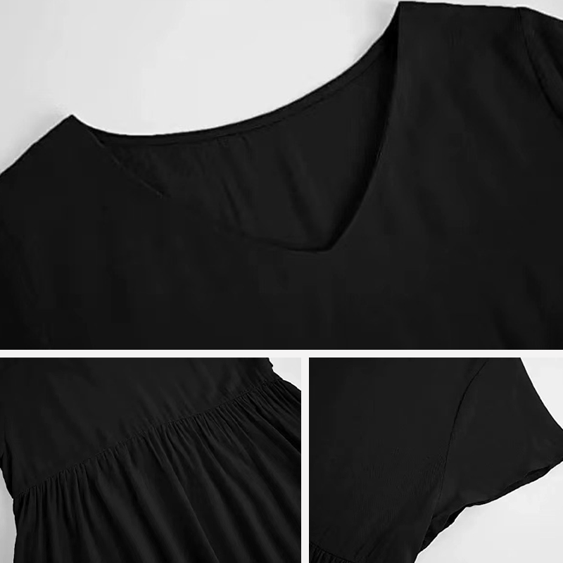 Robe Décontractée à Manches Courtes et Décolleté en V