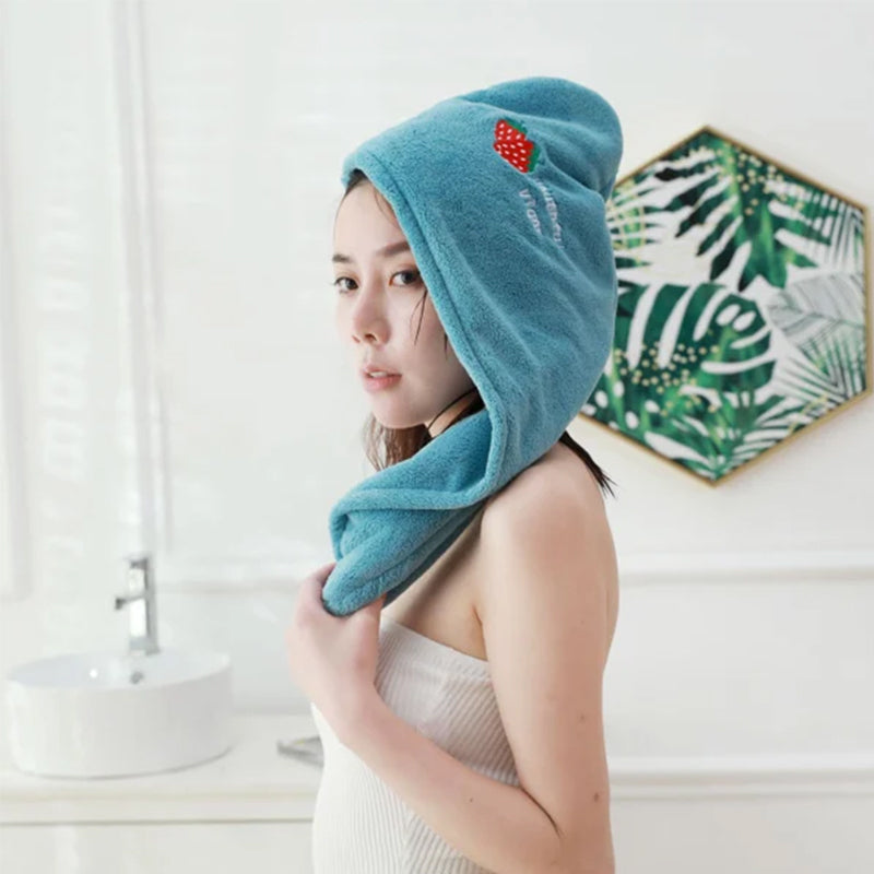 Bonnet de douche à séchage rapide avec motif de broderie de dessin animé
