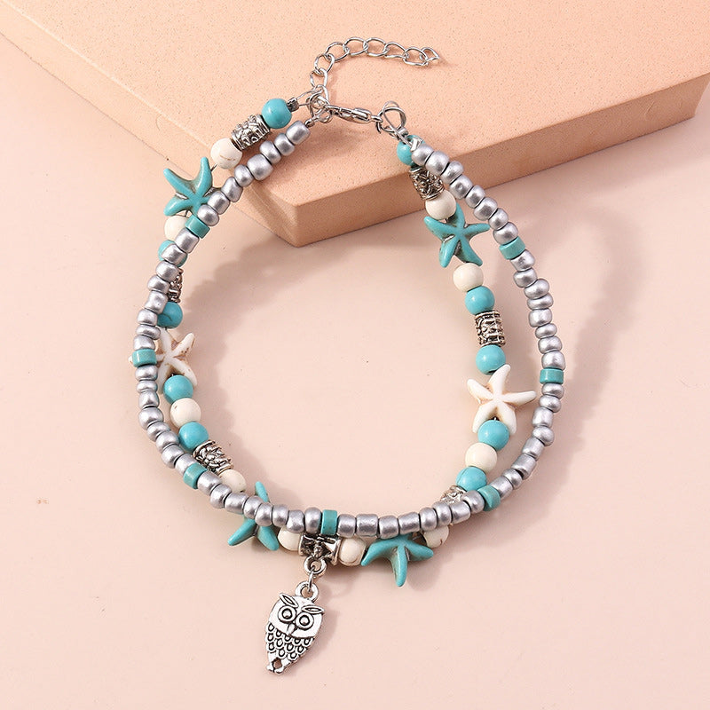 Tortue de Mer Bracelet de Cheville Étoile de Mer Turquoise