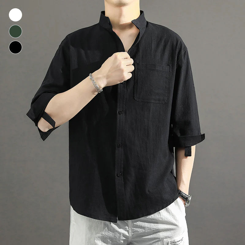 Chemise en lin à manches courtes