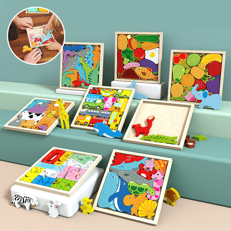 Puzzle en bois avec blocs d'animaux