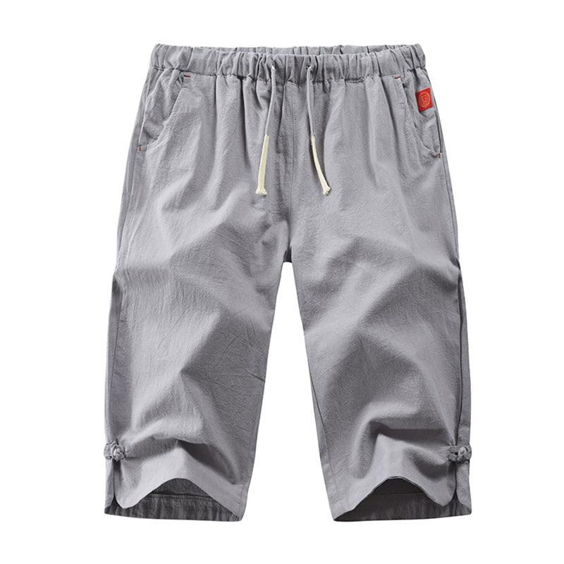 Short décontracté en lin de couleur unie pour hommes d'été