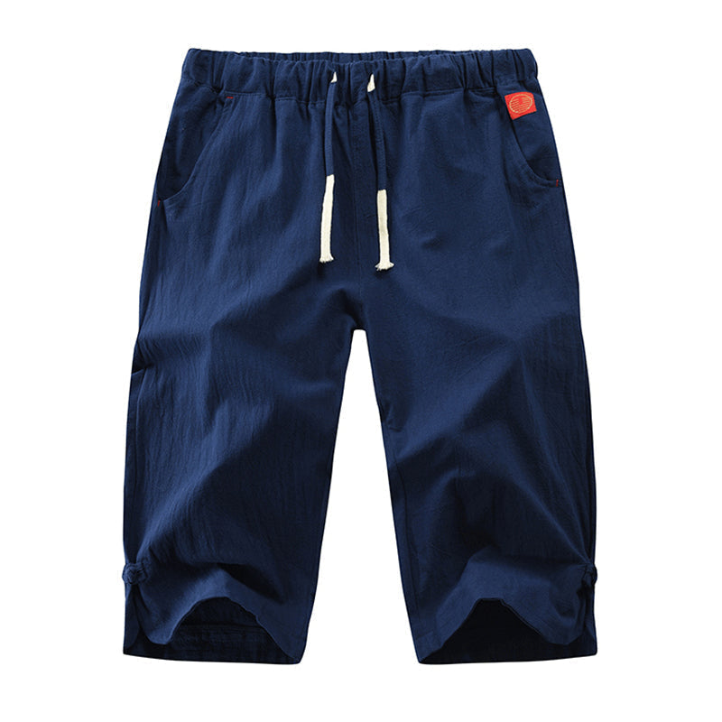 Short décontracté en lin de couleur unie pour hommes d'été
