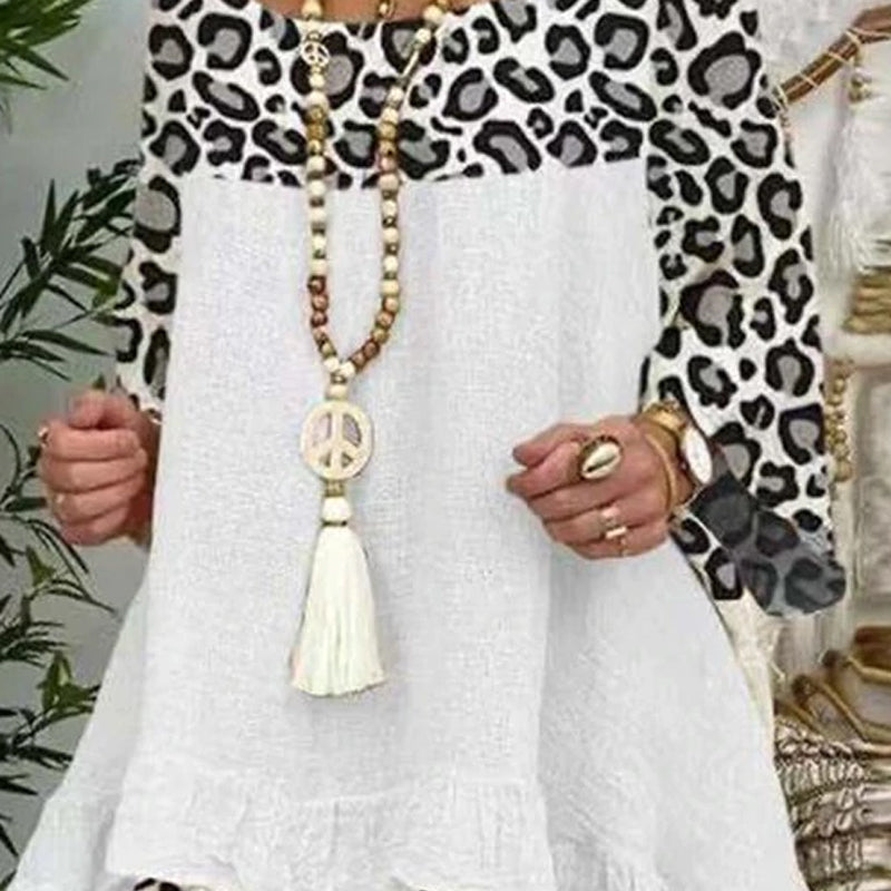 Costume en coton à coutures léopard pour femmes