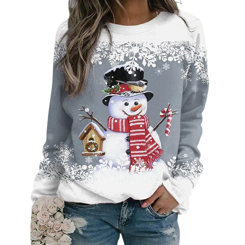 Sweat-shirt de Noël multicolore à imprimé bonhomme de neige